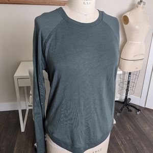Athleta Mindset Crewneck Pullover Sweatshirt Sweater Tulip Edged Green Size M